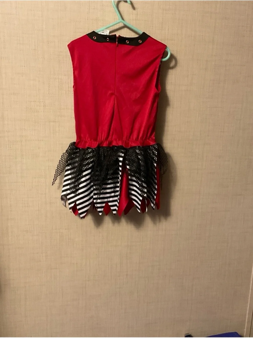 Spirit Red Skull Cheerleader Costume Dress with Black & White Accents